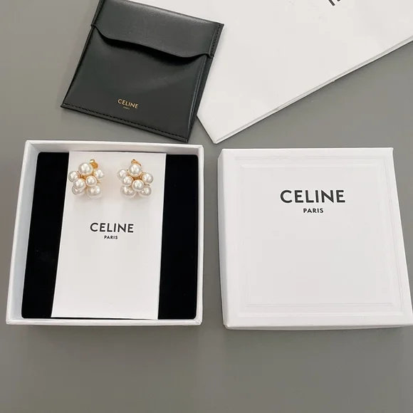 CELINE [Colored Bead Flower Earrings] Vintage Model